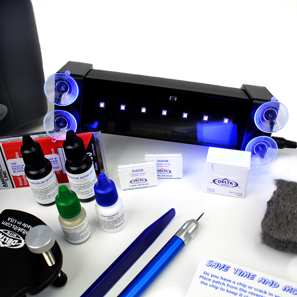 The EZ-350S Mobile Pro Plus the choice of fixed location and mobile professional auto glass companies. You’ll get the new Elite Plus UV-LED curing lamp.