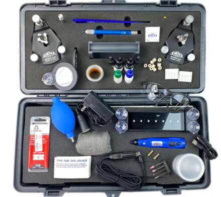 Double bridge windshield repair kit. Rechargeable UV LED Resin curing lamp