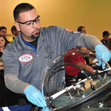 Bubble dome used during windshield repair competition